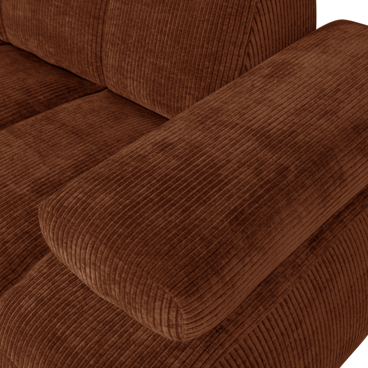 WOOOD Woood | Mojo 1,5-zits met arm rechts ribstof roestbruin