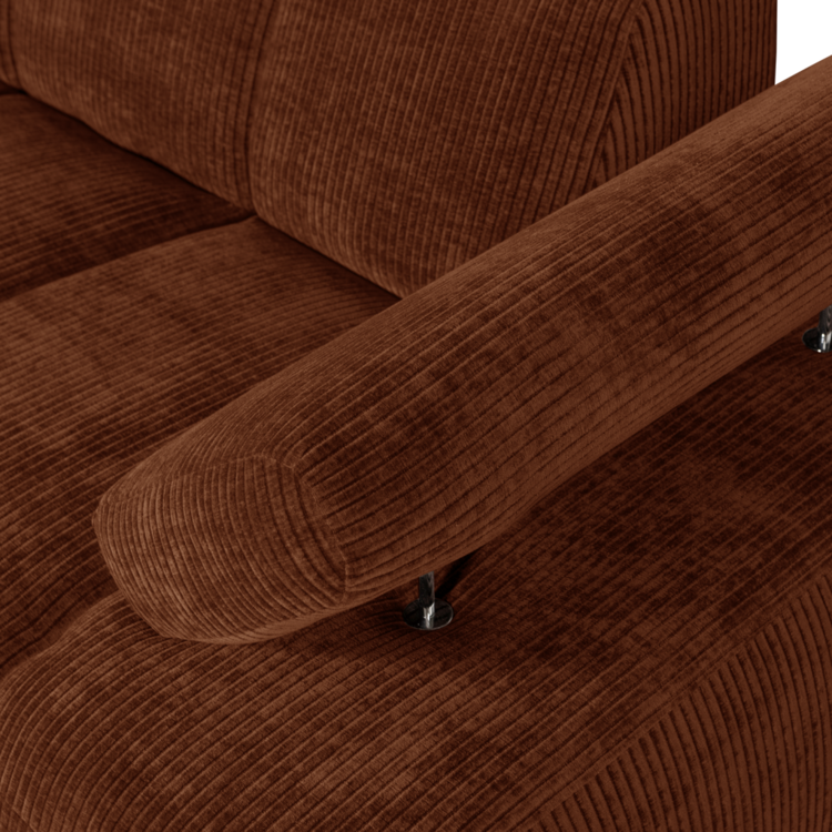 WOOOD Woood | Mojo 1,5-zits met arm rechts ribstof roestbruin