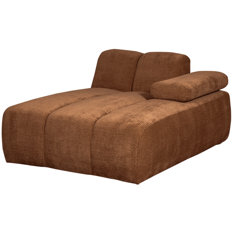 WOOOD Woood | Mojo chaise longue element rechts ribstof roestbruin