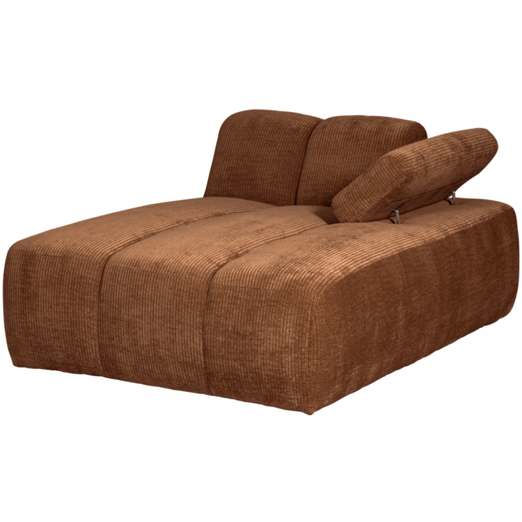 WOOOD Woood | Mojo chaise longue element rechts ribstof roestbruin