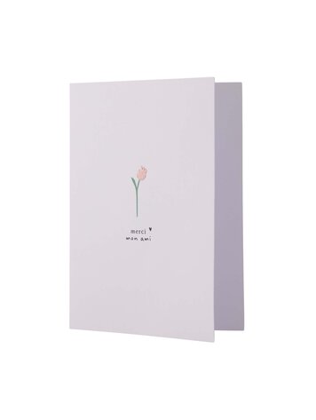 Zusss Zusss | Wenskaart merci mon ami wit/zalm