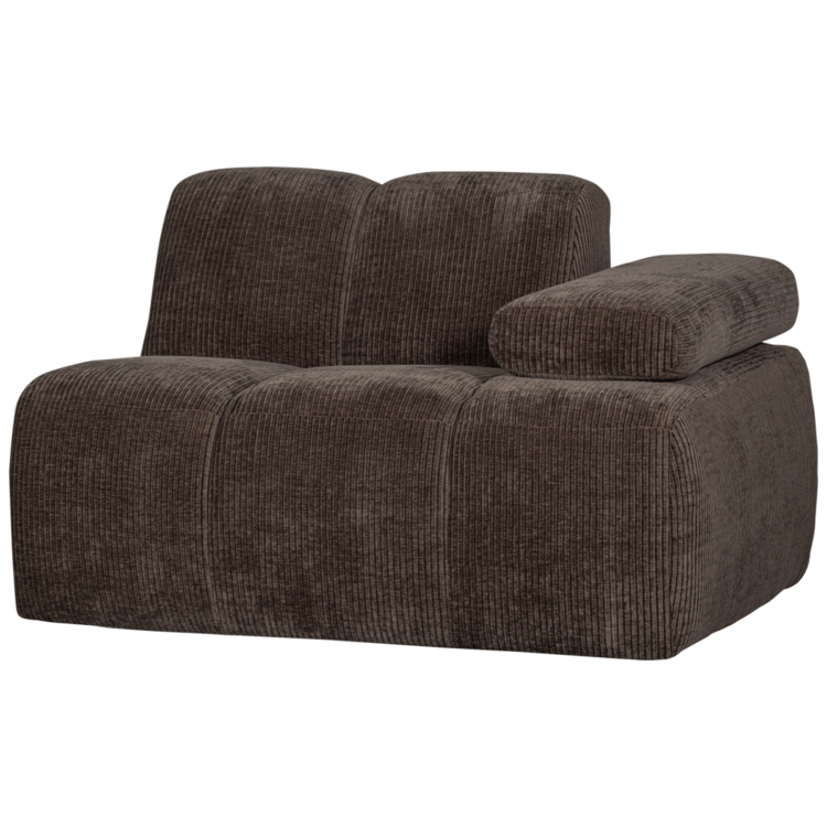 WOOOD Woood | Mojo 1-zits met arm rechts ribstof bruin