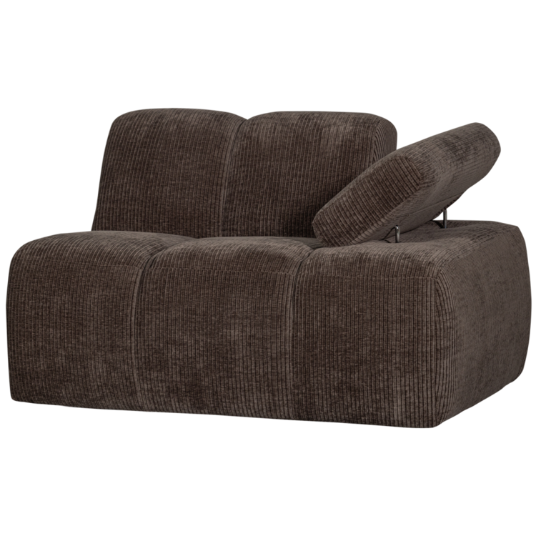 WOOOD Woood | Mojo 1-zits met arm rechts ribstof bruin