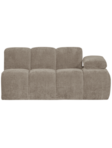 WOOOD Woood | Mojo 1,5-zits met arm rechts ribstof donker zand