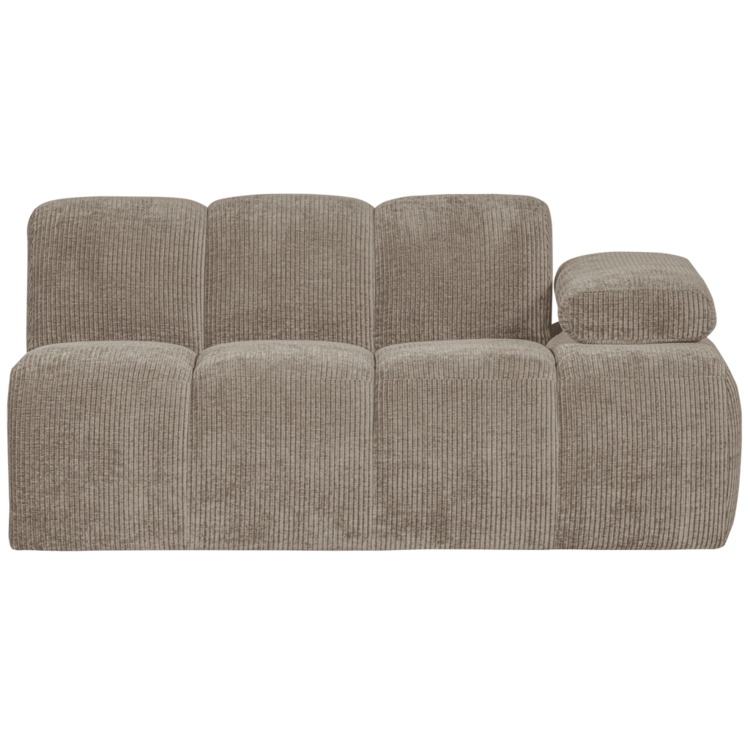 WOOOD Woood | Mojo 1,5-zits met arm rechts ribstof donker zand