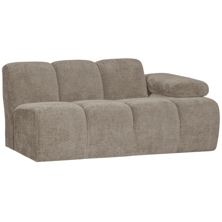 WOOOD Woood | Mojo 1,5-zits met arm rechts ribstof donker zand