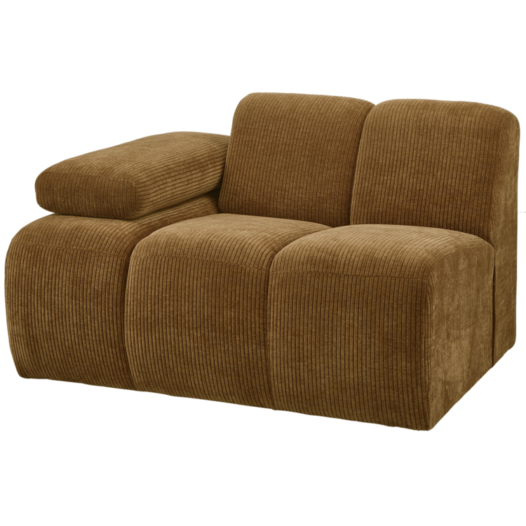 WOOOD Woood | Mojo 1-zits met arm links geweven ribstof honing geel