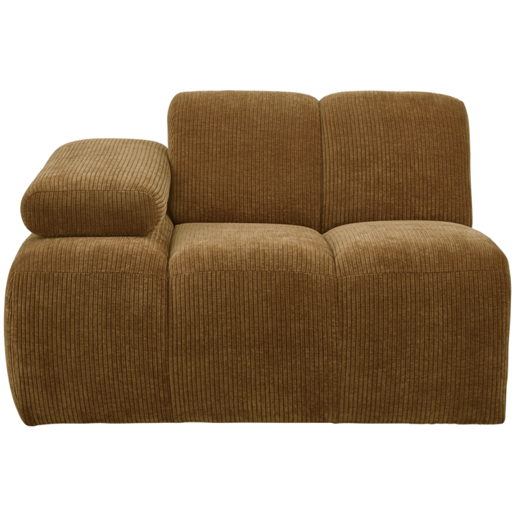 WOOOD Woood | Mojo 1-zits met arm links geweven ribstof honing geel