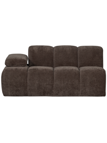 WOOOD Woood | Mojo 1,5-zits met arm links ribstof bruin