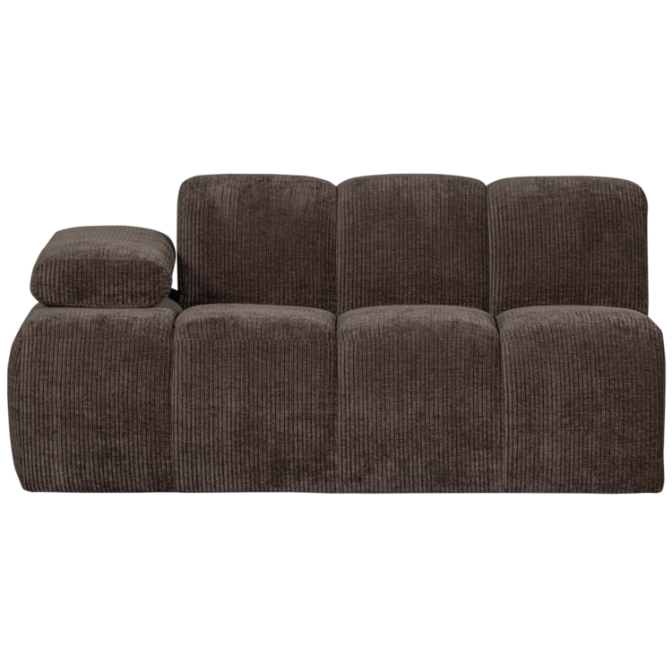 WOOOD Woood | Mojo 1,5-zits met arm links ribstof bruin