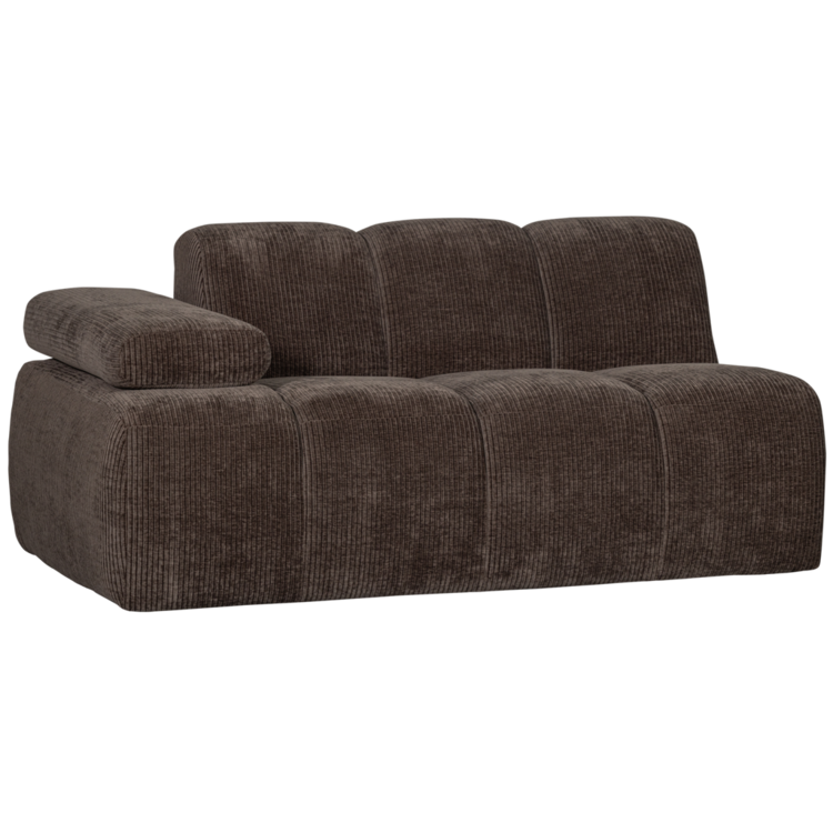 WOOOD Woood | Mojo 1,5-zits met arm links ribstof bruin