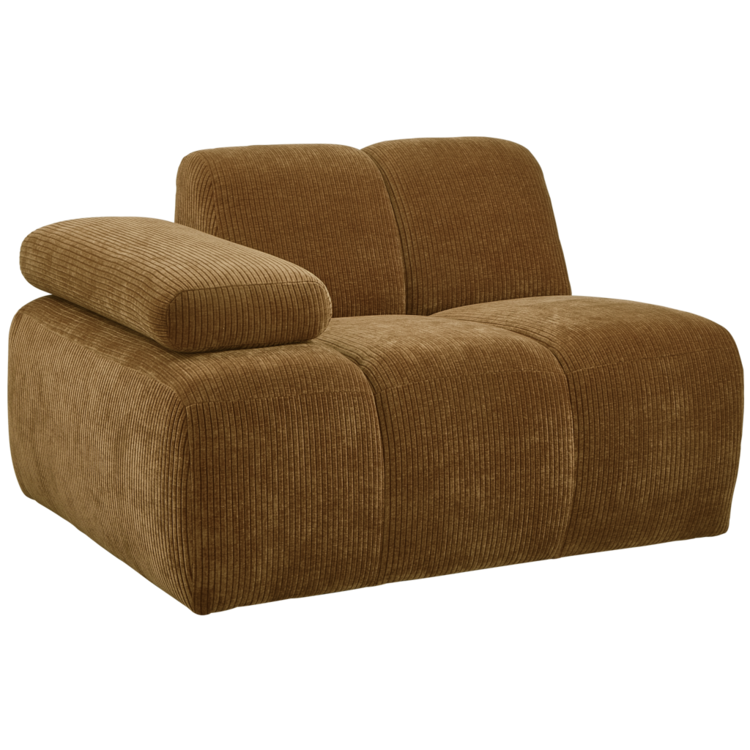 WOOOD Woood | Mojo 1-zits met arm links geweven ribstof honing geel