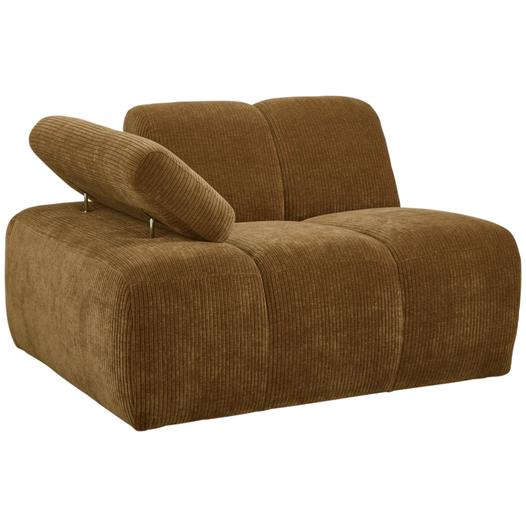 WOOOD Woood | Mojo 1-zits met arm links geweven ribstof honing geel