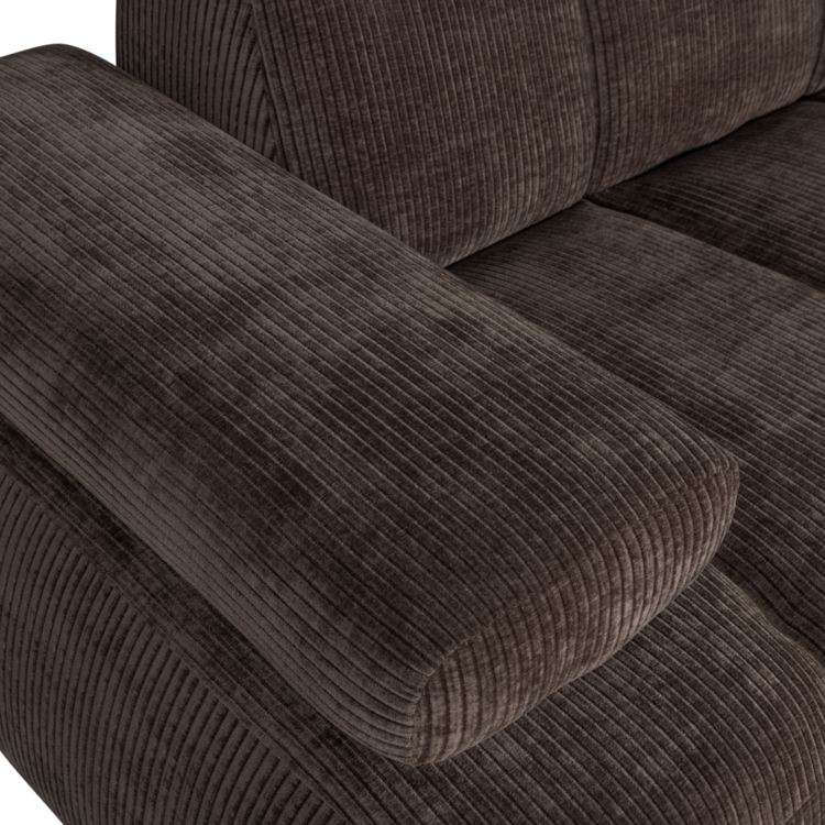 WOOOD Woood | Mojo 1,5-zits met arm links ribstof bruin