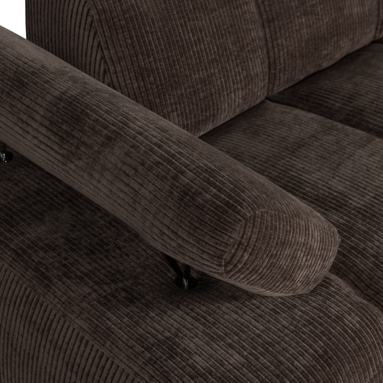 WOOOD Woood | Mojo 1,5-zits met arm links ribstof bruin