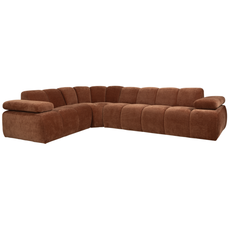 WOOOD Woood | Mojo hoekbank links ribstof roest bruin