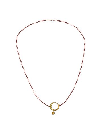 Zusss Zusss | Ketting streep kraaltjes wit/rood