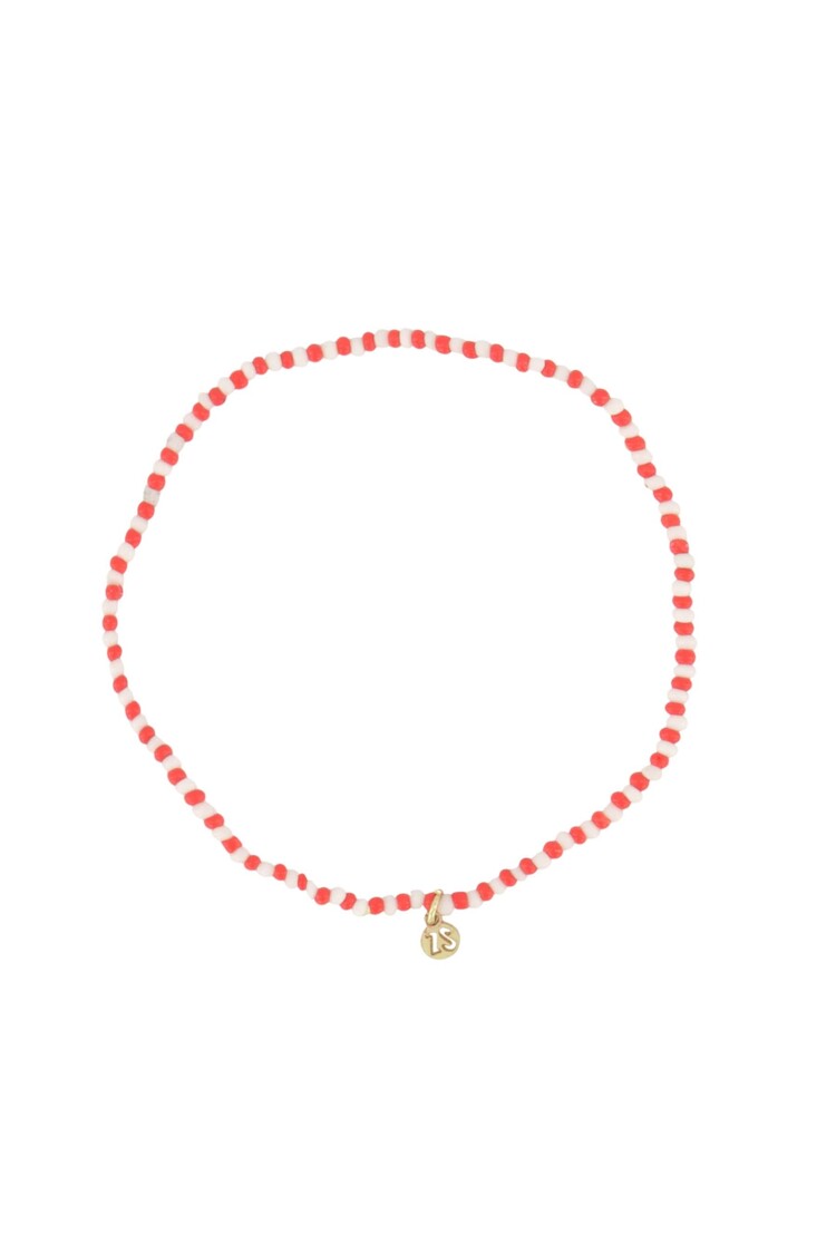 Zusss Zusss | Armband streep kraal wit/rood