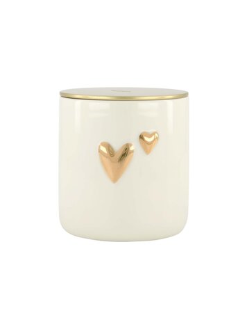 Zusss Zusss | Geurkaars keramiek hartjes wit/goud