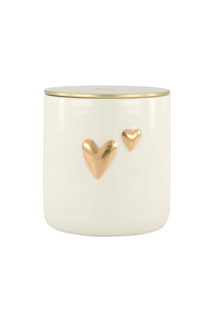 Zusss Zusss | Geurkaars keramiek hartjes wit/goud