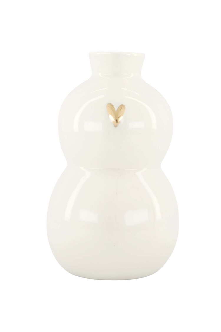 Zusss Zusss | Vaasje keramiek hartje M wit/goud