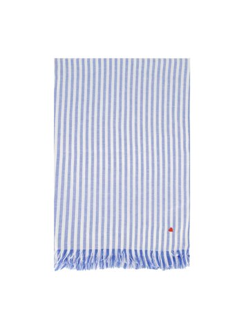 Zusss Zusss | Sjaal met streep en borduur wit/donkerblauw