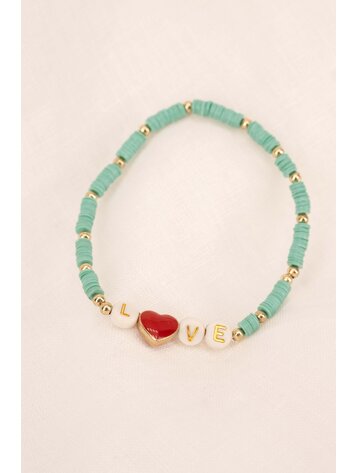 Zusss Zusss | Kralenarmband love turquoise