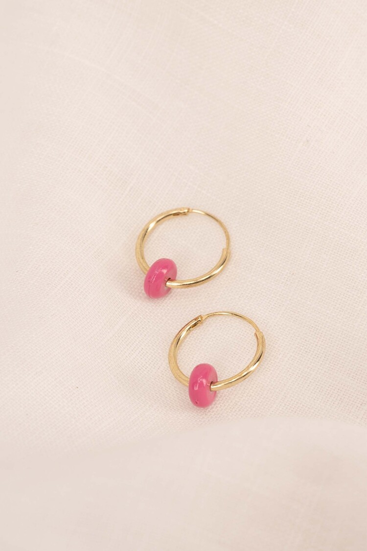 Zusss Zusss | Oorbellen met rondje felroze