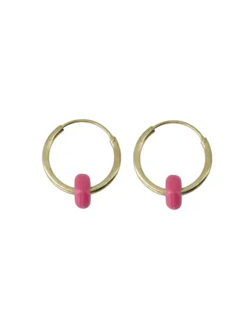 Zusss Zusss | Oorbellen met rondje felroze