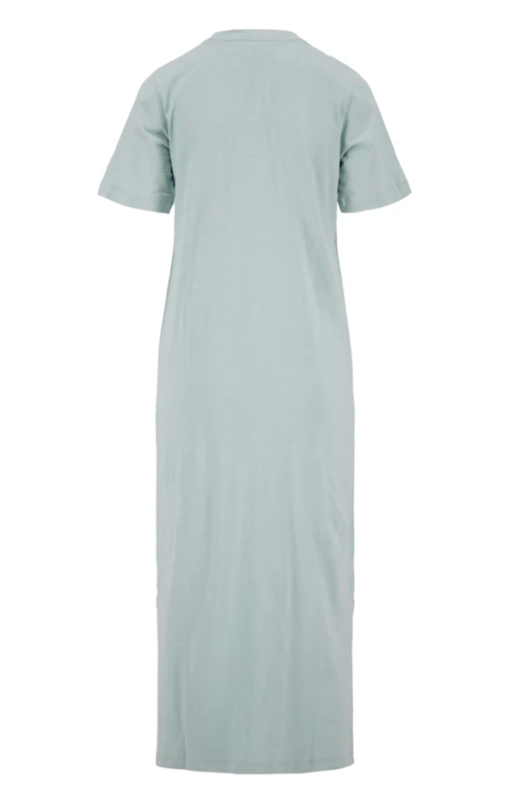 Zusss Zusss | T-shirt jurk met split vergrijsd blauw