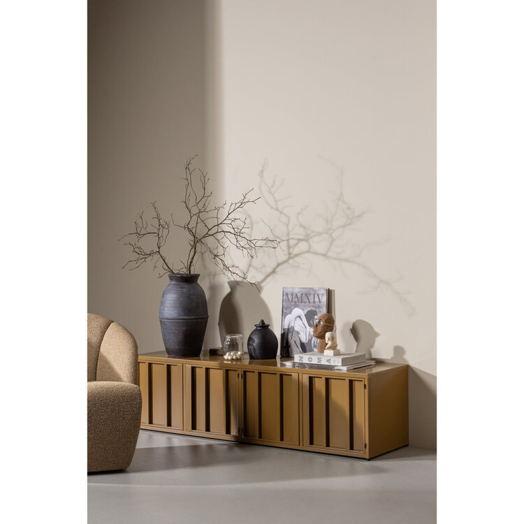 WOOOD Woood | TV meubel Level 160cm metaal honinggeel