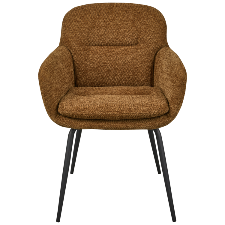 WOOOD Woood | Eetkamerstoel Runa chenille caramel bruin/geel