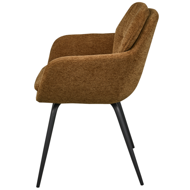 WOOOD Woood | Eetkamerstoel Runa chenille caramel bruin/geel