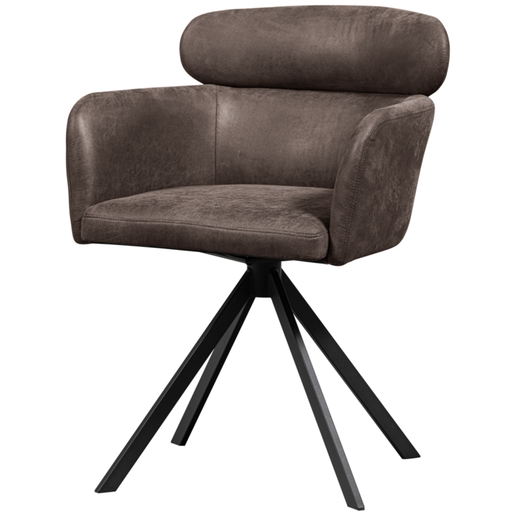 WOOOD Woood | Eetkamerstoel Fenne leerlook zwart/grijs draaibaar