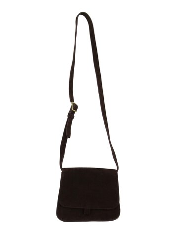 Zusss Zusss | Schoudertasje suede chocoladebruin