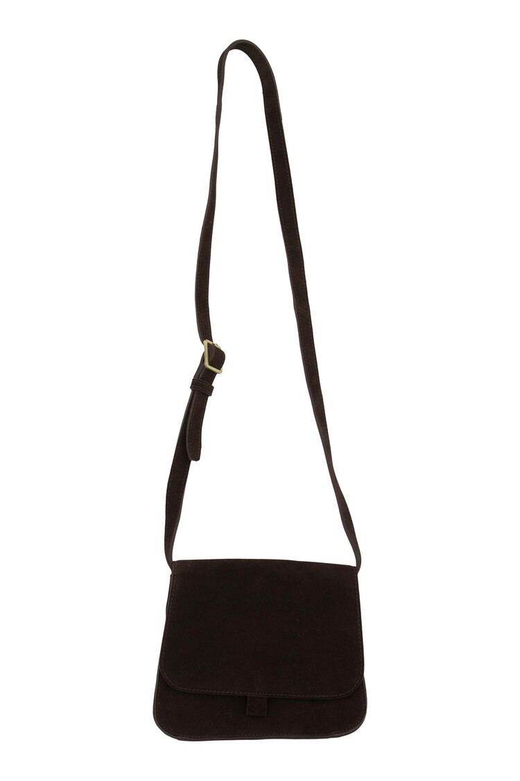 Zusss Zusss | Schoudertasje suede chocoladebruin