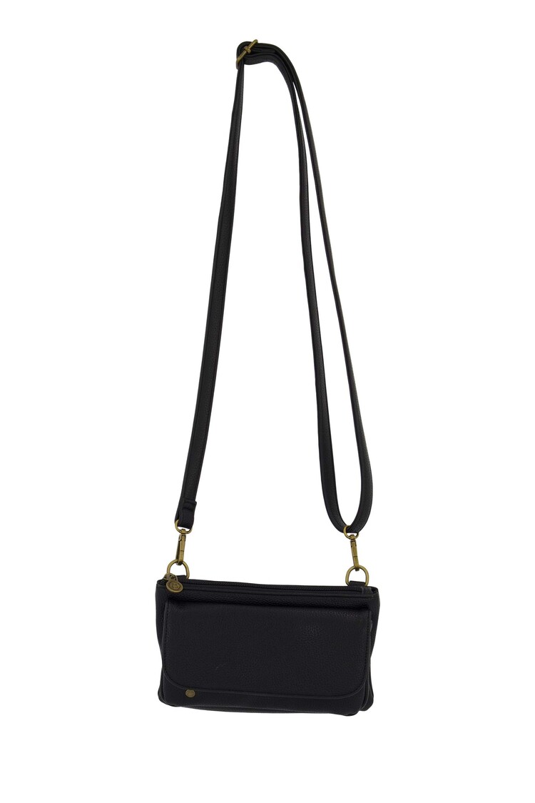 Zusss Zusss | Schoudertasje met flap en kwastjes zwart