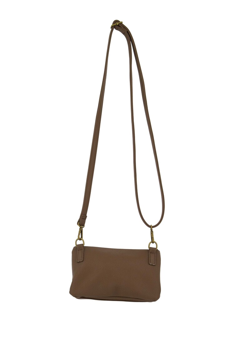 Zusss Zusss | Schoudertasje met flap en kwastjes mid brown