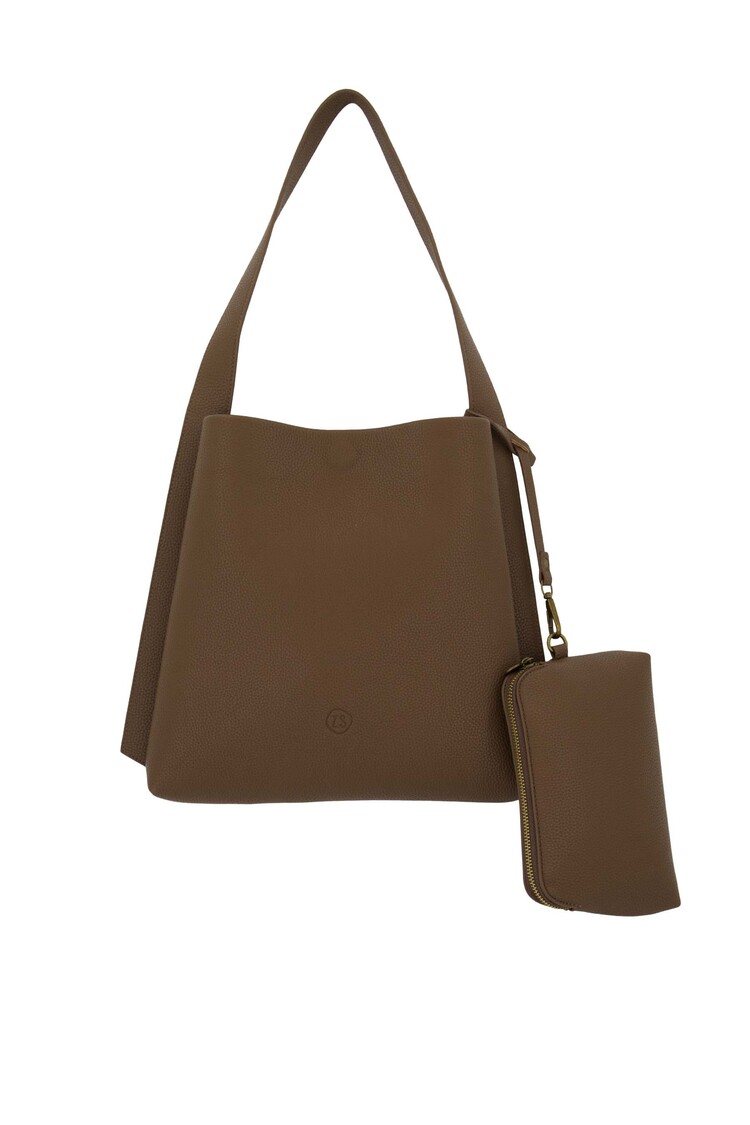 Zusss Zusss | Tas met strap detail en make up tasje bruin