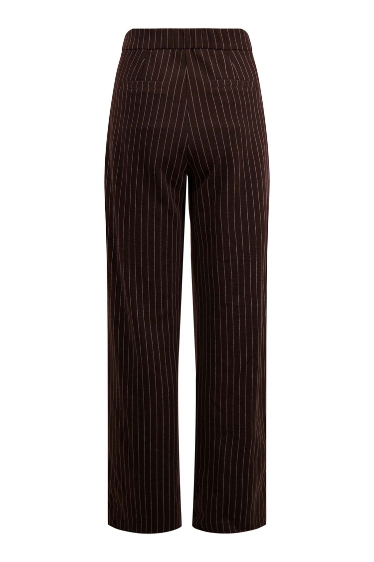 Zusss Zusss | Broek met krijtstreep chocoladebruin