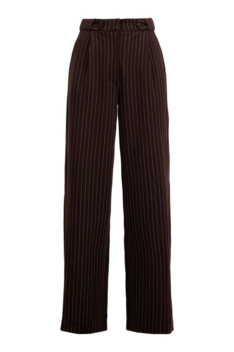 Zusss Zusss | Broek met krijtstreep chocoladebruin