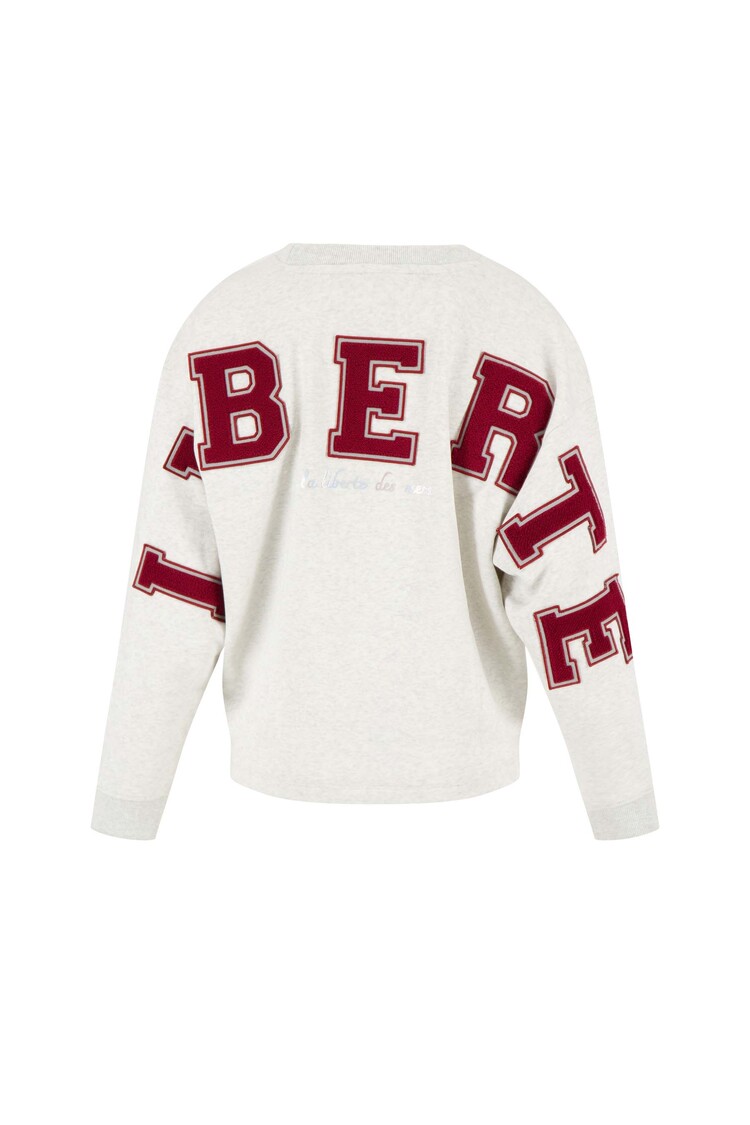 Zusss Zusss | Sweater met tekst mid grey/classy red