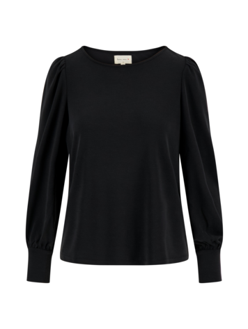 Zusss Zusss | Top mesh met boothals lange mouw zwart