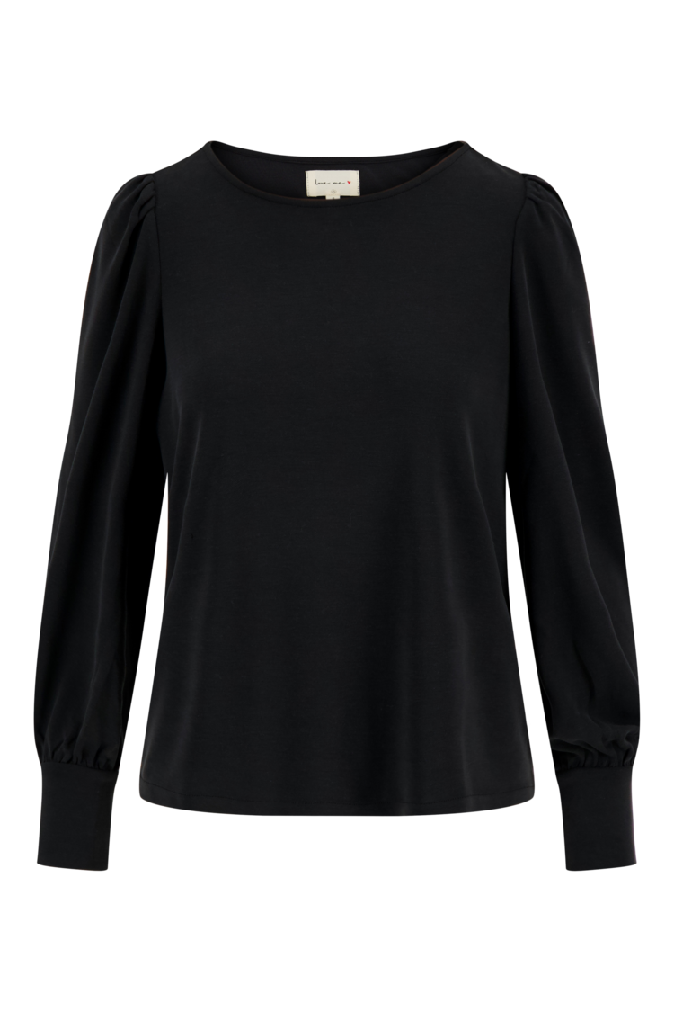 Zusss Zusss | Top mesh met boothals lange mouw zwart