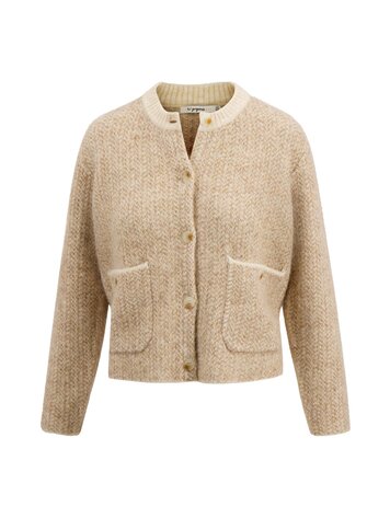 Zusss Zusss | Vest jacquard met visgraat structuur beige
