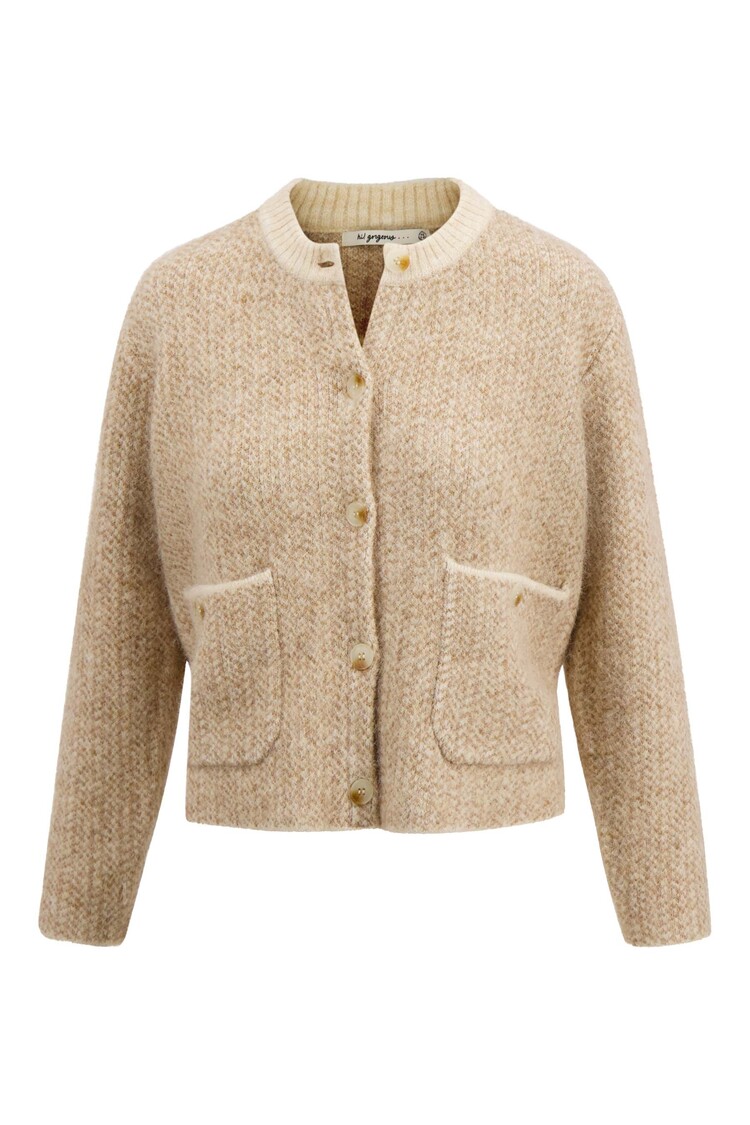 Zusss Zusss | Vest jacquard met visgraat structuur beige