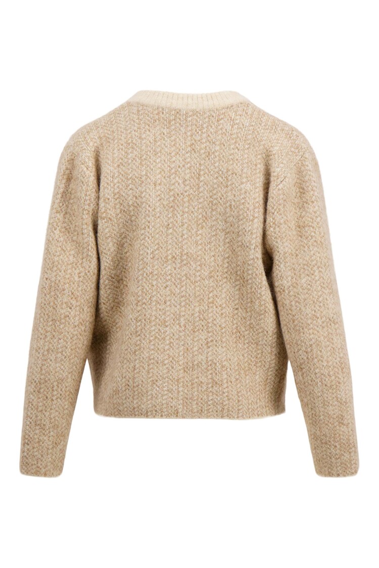 Zusss Zusss | Vest jacquard met visgraat structuur beige