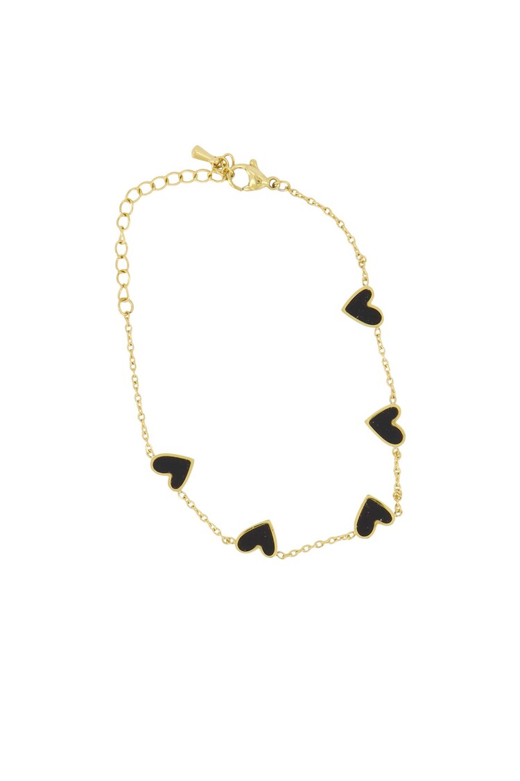 Zusss Zusss | Armband met zwarte hartjes