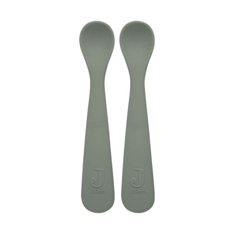 Jollein Jollein | Siliconen lepeltjes ash green 2stuks