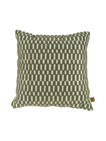 Zusss Zusss | Kussen corduroy/velvet grafisch 45x45cm offwhite/groen